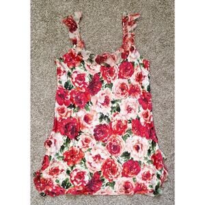 Oscar de la Renta Pink Label Sleeveless Ruffles Roses Print Satin Gown Medium